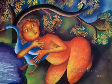 dama con pato i 2002 indio Pinturas al óleo